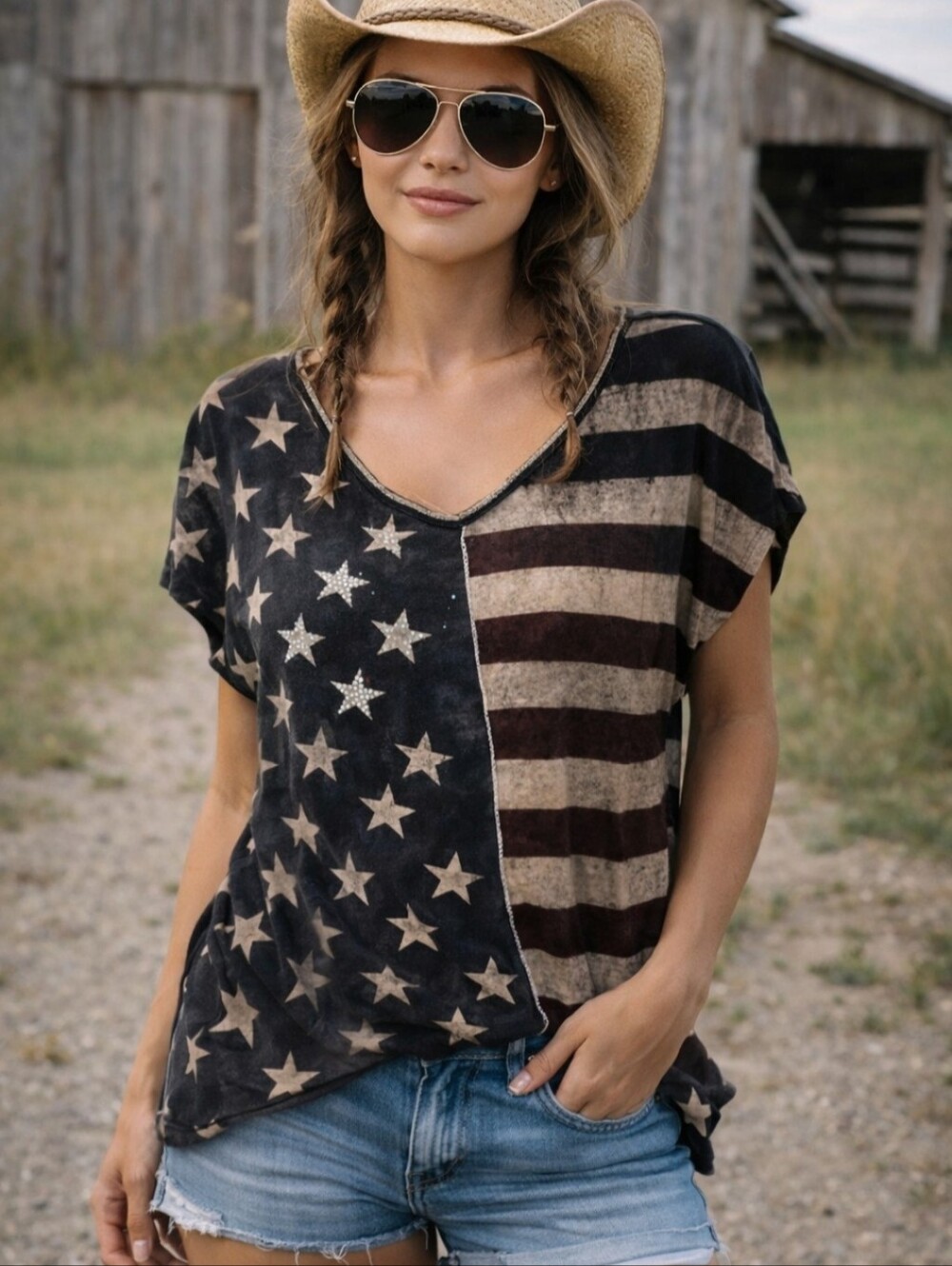 Patriotic Women’s Top S/M Embellished w/Rhinestones Sleeveless USA Flag Stretch